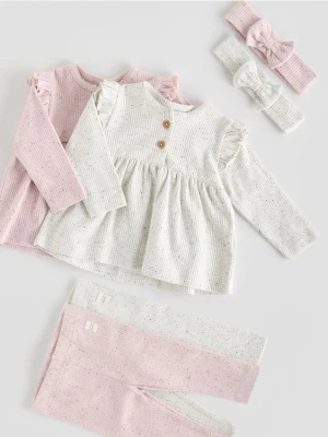 Reserved - Bawełniany komplet z opaską - pastelowy róż