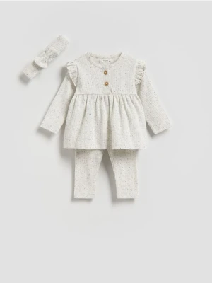 Reserved - Bawełniany komplet z opaską - złamana biel
