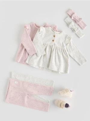 Reserved - Bawełniany komplet z opaską - złamana biel