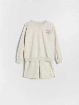 Reserved - Bawełniany komplet z szortami - beżowy