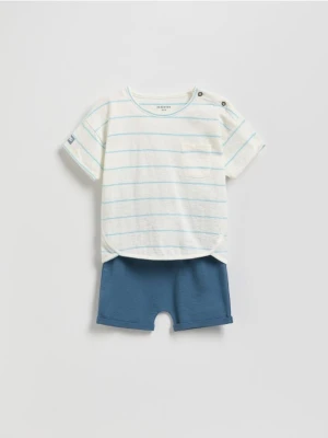 Reserved - Bawełniany komplet z szortami - biały