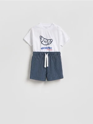 Reserved - Bawełniany komplet z szortami - biały