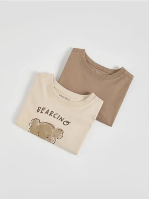 Reserved - Bawełniany longsleeve 2 pack - beżowy