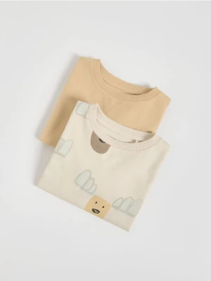 Reserved - Bawełniany longsleeve 2 pack - beżowy