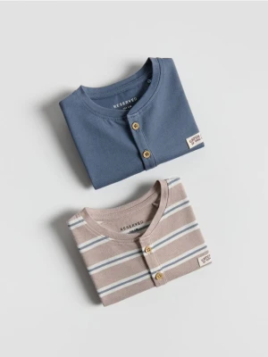 Reserved - Bawełniany longsleeve 2 pack - beżowy