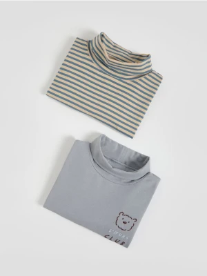 Reserved - Bawełniany longsleeve 2 pack - jasnoszary