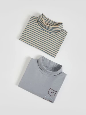 Reserved - Bawełniany longsleeve 2 pack - jasnoszary