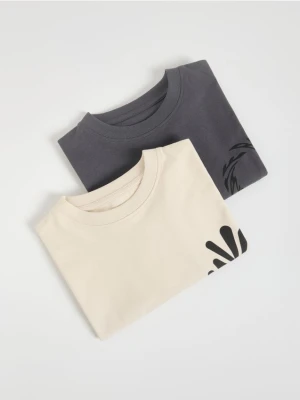 Reserved - Bawełniany longsleeve 2 pack - kremowy