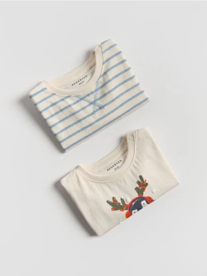 Reserved - Bawełniany longsleeve 2 pack - kremowy