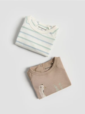 Reserved - Bawełniany longsleeve 2 pack - kremowy