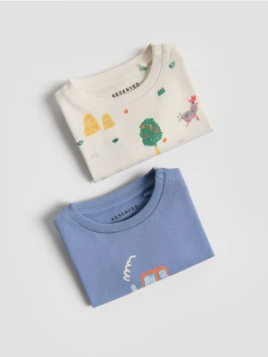 Reserved - Bawełniany longsleeve 2 pack - kremowy