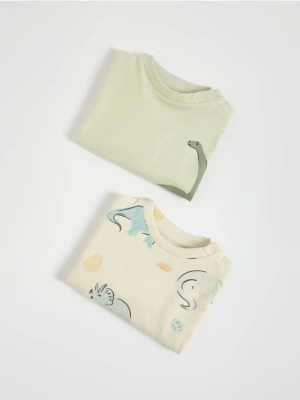 Reserved - Bawełniany longsleeve 2 pack - kremowy