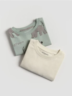 Reserved - Bawełniany longsleeve 2 pack - złamana biel
