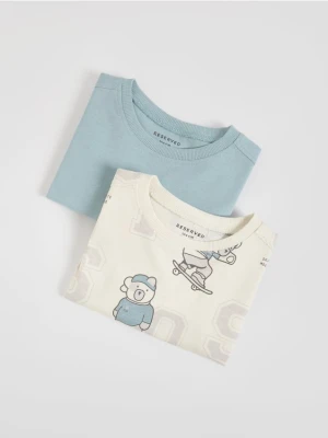 Reserved - Bawełniany longsleeve 2 pack - złamana biel