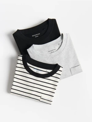 Reserved - Bawełniany longsleeve 3 pack - czarny