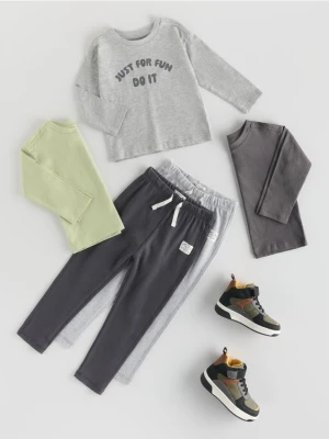 Reserved - Bawełniany longsleeve 3 pack - jasnoszary