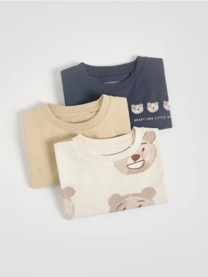 Reserved - Bawełniany longsleeve 3 pack - złamana biel