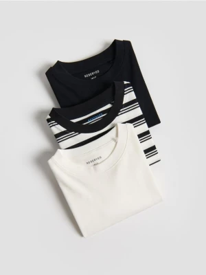 Reserved - Bawełniany longsleeve 3 pack - złamana biel