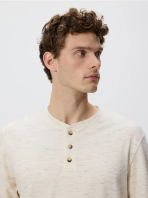 Reserved - Bawełniany longsleeve - beżowy