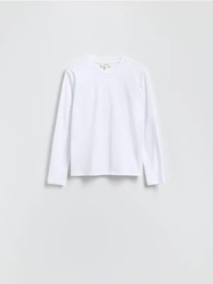 Reserved - Bawełniany longsleeve - biały