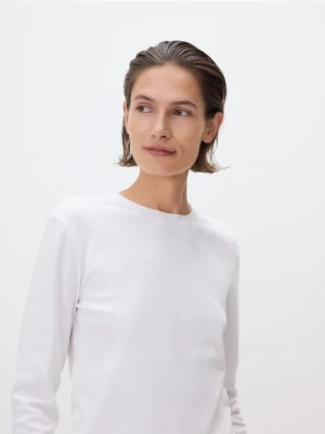 Reserved - Bawełniany longsleeve - biały