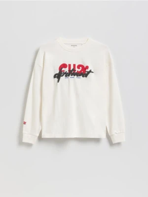 Reserved - Bawełniany longsleeve - biały