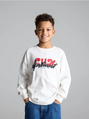 Reserved - Bawełniany longsleeve - biały