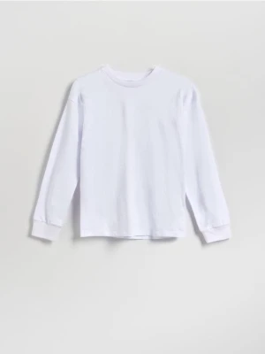 Reserved - Bawełniany longsleeve - biały