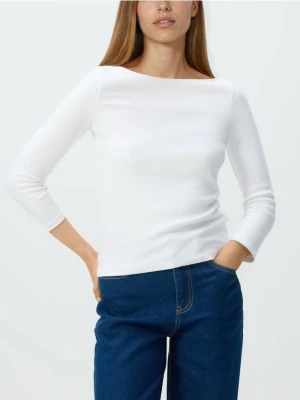 Reserved - Bawełniany longsleeve - biały