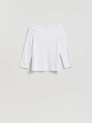 Reserved - Bawełniany longsleeve - biały