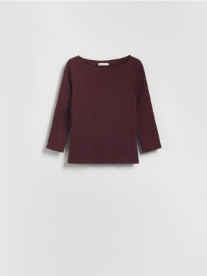 Reserved - Bawełniany longsleeve - bordowy