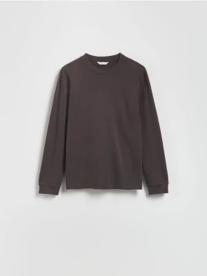 Reserved - Bawełniany longsleeve - brązowy