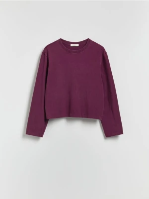 Reserved - Bawełniany longsleeve - ciemnofioletowy