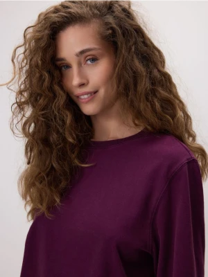 Reserved - Bawełniany longsleeve - ciemnofioletowy