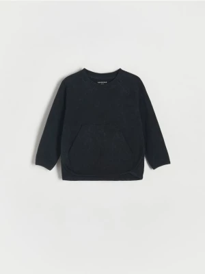 Reserved - Bawełniany longsleeve - ciemnoszary