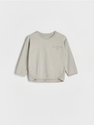 Reserved - Bawełniany longsleeve - ciemnoszary