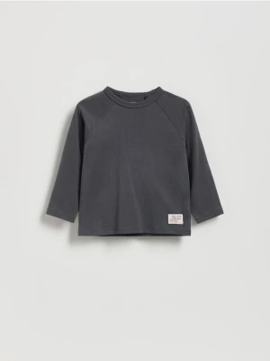 Reserved - Bawełniany longsleeve - ciemnoszary