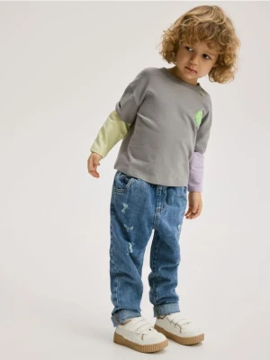 Reserved - Bawełniany longsleeve - ciemnoszary