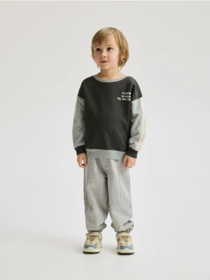 Reserved - Bawełniany longsleeve - ciemnoszary