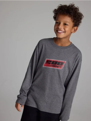 Reserved - Bawełniany longsleeve - ciemnoszary