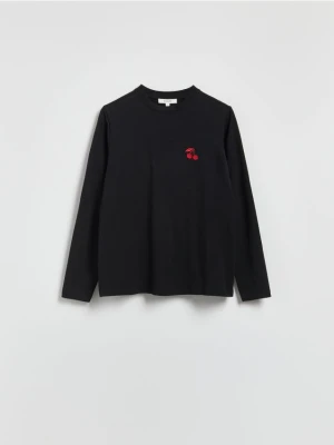 Reserved - Bawełniany longsleeve - czarny
