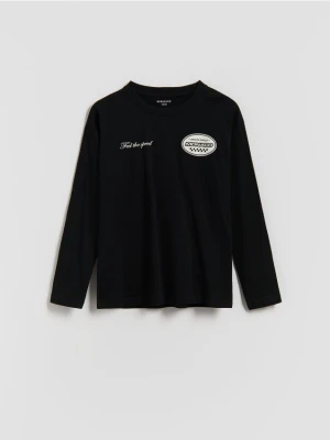 Reserved - Bawełniany longsleeve - czarny