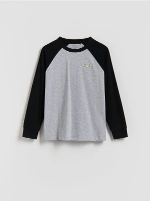 Reserved - Bawełniany longsleeve - czarny