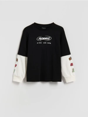 Reserved - Bawełniany longsleeve - czarny