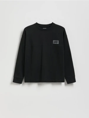 Reserved - Bawełniany longsleeve - czarny