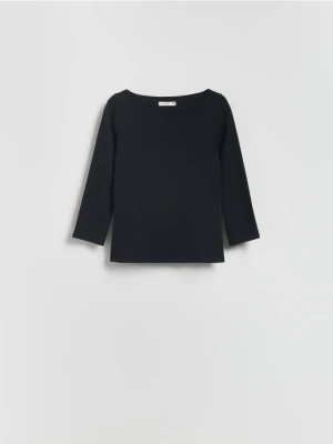 Reserved - Bawełniany longsleeve - czarny