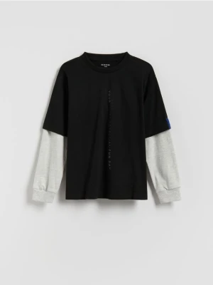 Reserved - Bawełniany longsleeve - czarny