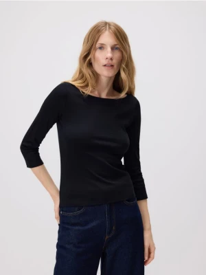 Reserved - Bawełniany longsleeve - czarny