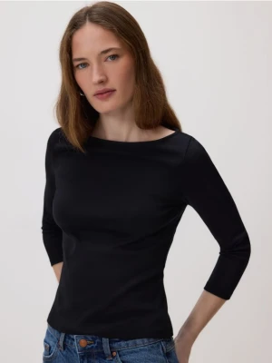 Reserved - Bawełniany longsleeve - czarny