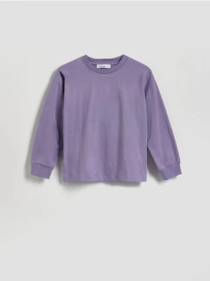 Reserved - Bawełniany longsleeve - fioletowy